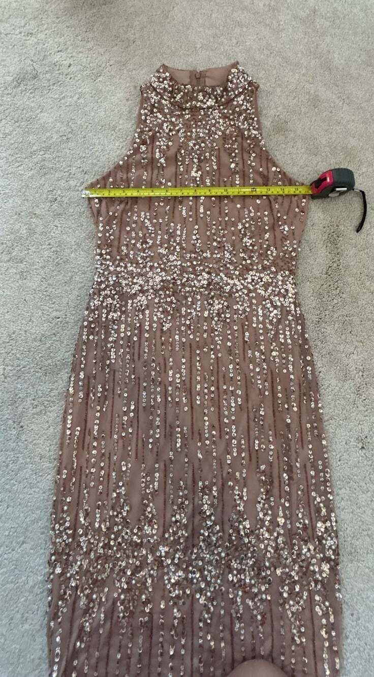 Adrianna Papell Sequin Beaded High Neck Cocktail Dress Size 2 - Picture 6 of 7